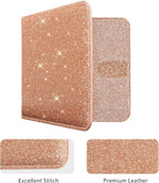 CoBak Car Registration and Insurance Holder - Small and Lightweight Vehicle Glove Box Car Organizer, Auto Truck Comparment Accessories Case for Essential Document, Driver License (Glitter Rosegold)