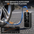 160PSI Tire Inflator Portable Air Compressor, 6000mAh Portable Tire Inflator for Car Portable Air Pump with Tire Gauge Pressure & LED Light Air Pump for Car Tires Cordless Bike Pump for Car