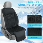 Cooling Car Seat Cover Front Driver Seat,Universal 12V Ventilated Car Seat Cushion with Smart Auto On/Off, Breathable Mesh & Leather AC Seat Protector, Cooling Fan Seat Cover for Car SUV Truck,Black