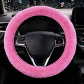 Furry Car Steering Wheel Cover, Heat Absorbing Fluffy Cover, Soft Warm Plush Non-Slip, 14 1/2-15 inch, for Women Girls, Pink
