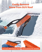 Snow Brush and Ice Scrapers for Car Windshield, 27-inch Aluminum Snow Scraper Removal Tool with Foam Grip & Scratch-Free Bristles, Detachable and Easy-to-Carry for Cars, Trucks, SUVs, RVs