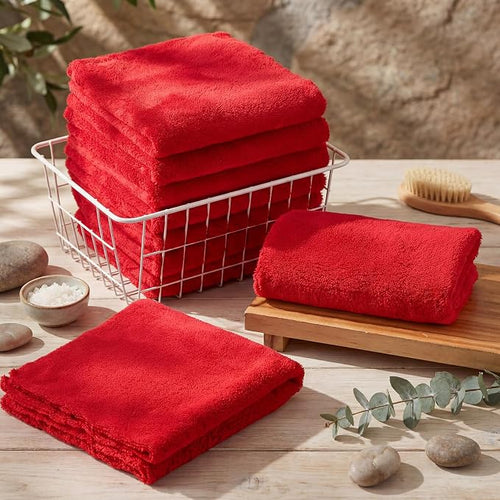 15 Pcs Car Microfiber Towels Buffing Drying Wash Cleaning Cloths Plush Large Towels Thick Care Polishing Detailing Waxing Scratch Proof Towel, 15.75 x 15.75 Inch (Red)