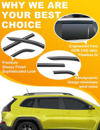 6-pcs Low-Profile Window Rain Guard for 2014-2023 Jeep Cherokee Rain Guards Side Window Visors Extra-Thick Vent Visor Window Deflectors Tape-on Vent Shades Car Accessories