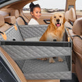 Large Dog Car Seat, Back Seat Extender for Dogs with 3 Mesh Windows, Waterproof Medium Carseat for Dogs with Hard Bottom, Pet Seat Cover for Cars, Trucks and SUVs