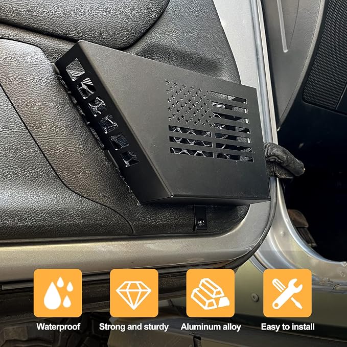 MAIKER Metal Front Door Storage Box, Door Side Insert Organizer Box Pockets for 2007-2018 Jeep Wrangler JK JKU 2/4 Door 2pcs(Black)