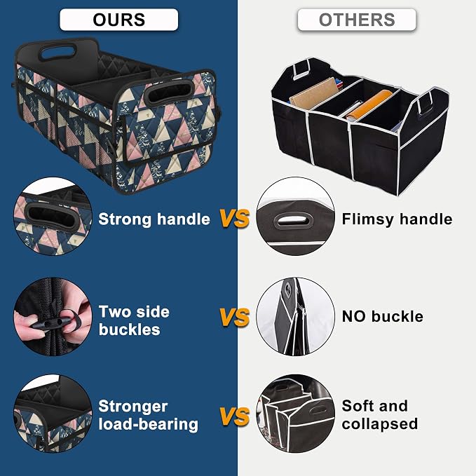 Trunk Organzier and Storage with Reinforced Handles,Car Accessories for Women/Men 50L Waterproof Polyester for Car/SUV/Minivan/Truck(Medium, Triangle)
