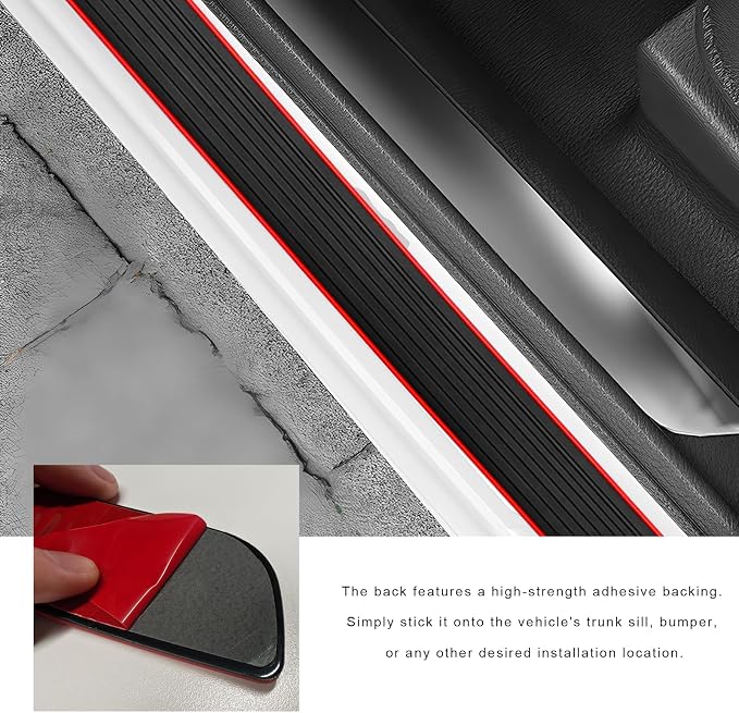 4 PCS Car Door Sill Protector, Anti-Scratch Automotive Threshold Protective Strip, Waterproof Door Edge Guards Step Shield Cover for Sedans Trucks SUVs, Car Accessories (Black & Red)