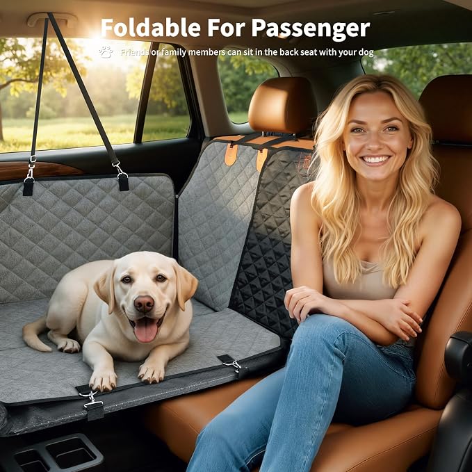 Dog Car Seat Cover with 3 Separate Hard Bottom Plates, Ideal for Car/SUV/Small Trucks, Car Seat Covers for Dogs Holds 400lbs, Grey