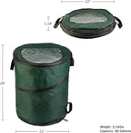 Outdoor Trash Can - 46-Gallon Collapsible Garbage Can with 3 Stakes - Pop Up Trash Bin for Camping, Storage, or Yard Waste Outdoors (Green)