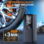 Tire Inflator Portable Air Compressor Rechargeable Battery Cordless 150PSI Faster Inflation Pump with Pressure Gauge for Car Motorcycle Bicycle Ball