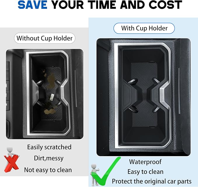 Center Console Cup Holder for 2025 2026 Toyota 4Runner Accessories TPE Cup Holder Insert Coaster Middle Console Armrest Front Non Slip Drink Holder Protector Organizer Interior Accessories Black