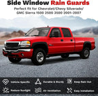 Silverado Rain Guards - Window Visors for Chevrolet/Chevy Silverado/GMC Sierra 1500 2500 3500 Classic Body 2001-2007, Outside-Mount Window Wind Deflectors for Sierra Accessories, Vent Visors