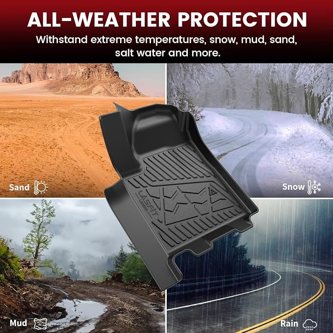 Floor Mats for Chevrolet Chevy Silverado EV 2024-2026 (Fit Without Multi-Flex Midgate, Not Fit with Multi-Flex Midgate), All Weather TPE Custom Fit Floor Mats for Cars