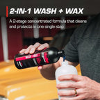 Wash + Wax - 2-Stage Shampoo & Wax - High-Performance Car Care, Washing Liquid - Soap Concentrate with Carnauba Protective Wax - For all car types - 16 oz. (2 Pack)