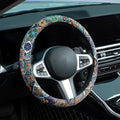 Mexican Talavera Tiles Style Steering Wheel Cover Auto Steering Wheel Protector, Anti-Slip, Breathable, Absorbing Sweat, Universal Mexican Car Accessories 14.5–15 inch,Fit for Most Car, Trucks, SUV