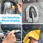 17Pcs Car Cleaning Kit Windshield Cleaner Tool with 3 Extra Microfiber Pads Car Interior Detailing Brushes Dash Duster & Microfiber Towels All-in-One Car Cleaning Supplies for Women Men