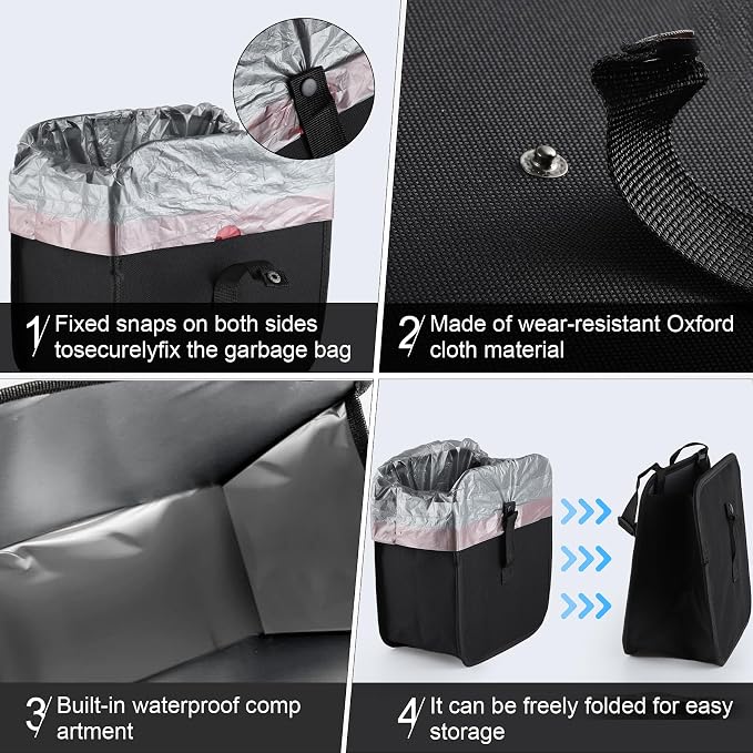 Foldable Car Trash Can, Collapsible Garbage Bin for Automotive, Hanging Waterproof Leakproof Storage Bag, 3.9 Gallon