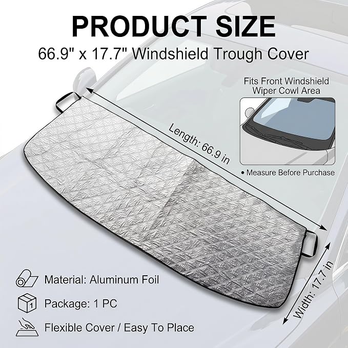 66.9 x 17.7 Inch Windshield Trough Cover, Front Wiper Cowl Cover