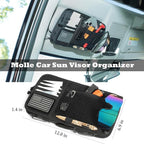 Heavy Duty Molle Car Sun Visor Organizer with Card Storage,Glasses Clip | Semi-Rigid Molle Panel for Cars SUVs Pickups Trucks Tactical Visor Organizer Storage Pouch Car Sun Storage Pocket