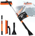 31" to 37” Extendable Snow Brush for Car and Ice Scrapers for Car Windshield, 360° Rotation Brush Head Snow Broom for Truck and SUVs with Ergonomic Foam Grip