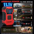 Flat Tire Repair Kit with Air Compressor, 150PSI Portable Air Pump with Auto-Stop & LED, Heavy Duty Tire Plug Kit for Car, SUV, Truck, Jeep, Motorcycle, Roadside Emergency Assistance（Red)