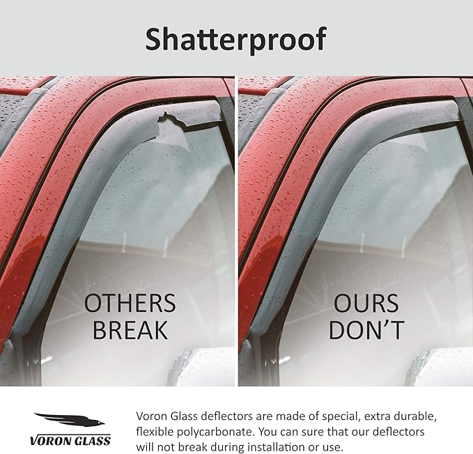 Voron Glass in-Channel Extra Durable Rain Guards for Trucks Dodge RAM 1500 2019-2026 Quad Cab, Window Deflectors, Vent Window Visors, 4 Pieces - 230088