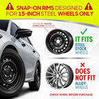 15 Inch OEM Design Hubcaps for Car Automobiles, Refresh Your Car's Look, Exterior Car Accessories Hub Caps, Durable Secure Adjustable Fit with Metal Retention Rings - Fits 15" Rims Wheels