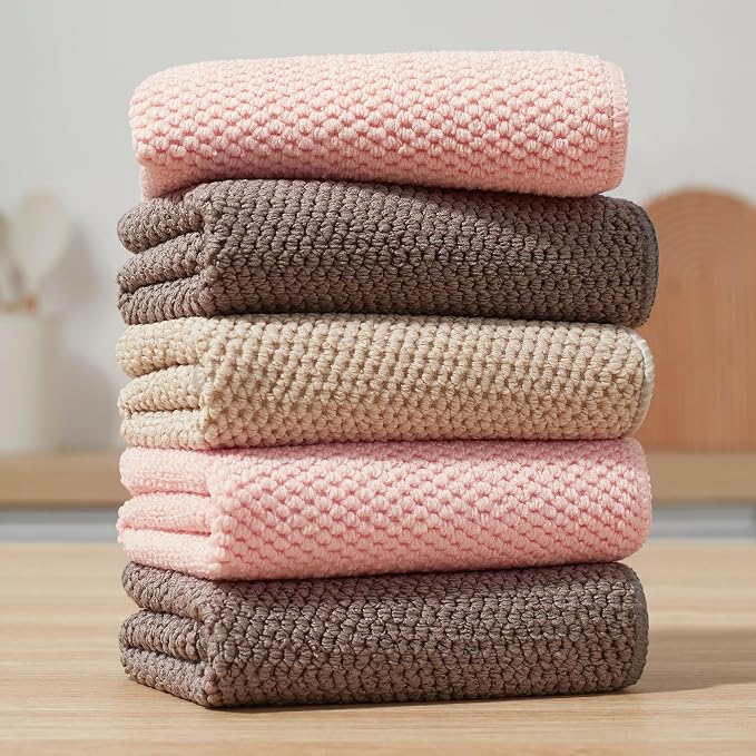 Microfiber Cleaning Cloth, Soft Absorbent Cloth, Multi-Purpose Cleaning Cloth, Highly Absorbent Cleaning Rags, Lint-Free, Streak-Free Cleaning Cloths for Kitchen Home Office, 5Pcs
