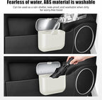 Car Trash Can, Car Garbage Bin with Lid & Handle - Leak-Proof Mini Trash Can for Car, Truck, SUV - Essential Car Accessories for Organization (White)