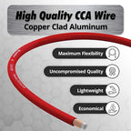 4 Gauge Copper Clad Aluminum Wire - 50 Ft 4GA Power Ground Cable for Car Audio, Battery, RV, Trailer and Automotive Wiring - Flexible Car Amplifier - Red
