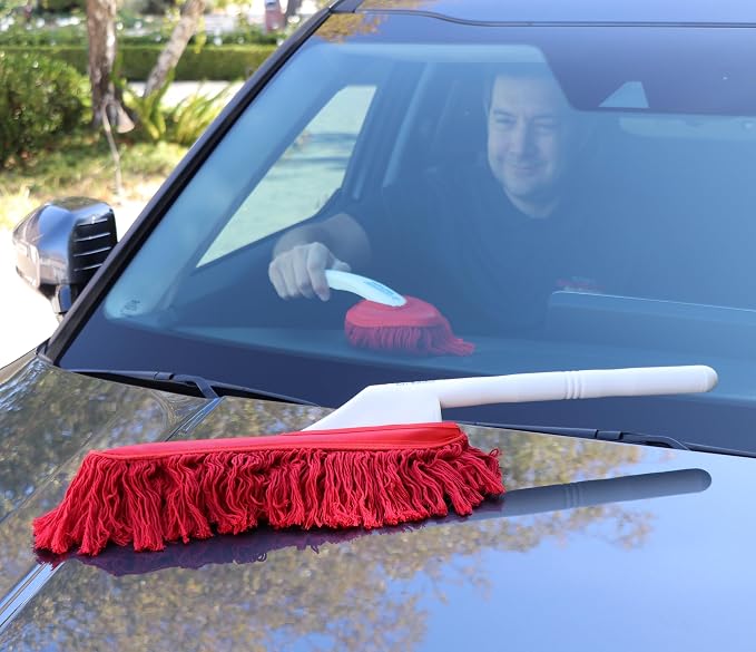 The Original California Car Duster Detailing Kit with Plastic Handle, Model Number: 62445, Red