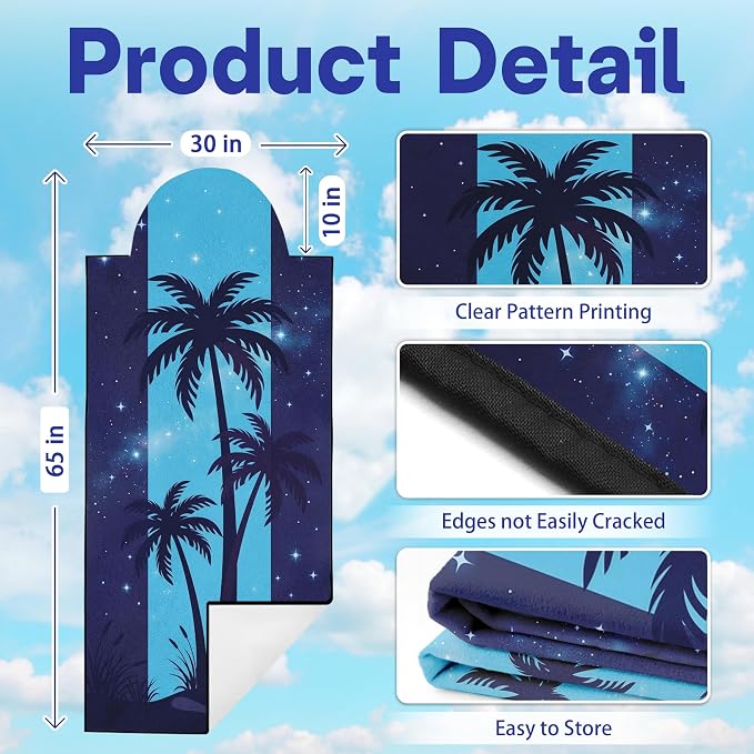 2 Pack Car Seat Towel Covers, Sweat-Proof Microfiber Seat Protectors for Gym, Running, Beach & Workout, Breathable Quick-Dry, Machine Washable, Night Palm Tree Print, Universal Fit