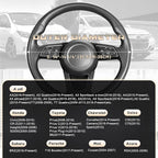 Car Steering Wheel Cover for Prius Civic Model 3 Model Y Camaro, Small Size 14-14.25 inch, Black and Beige Microfiber Leather