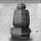 Piping Faux Leather Car Seat Cover Full Set,Grey Breathable Leather Seat Covers for Cars, Airbag Compatible,Universal Fit for SUVs,Van,Sedans,Small Trucks (Full Set, All Gray)