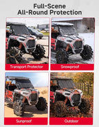 Thick Glass Windshield Cover Transport Protector Compatible with 2014-2023 RZR XP 1000 | Large Size Waterproof Sunshade Snow Dust Reduction Easy-Installation With 10mm EVA foam Soft plush inner lining 800D fabric