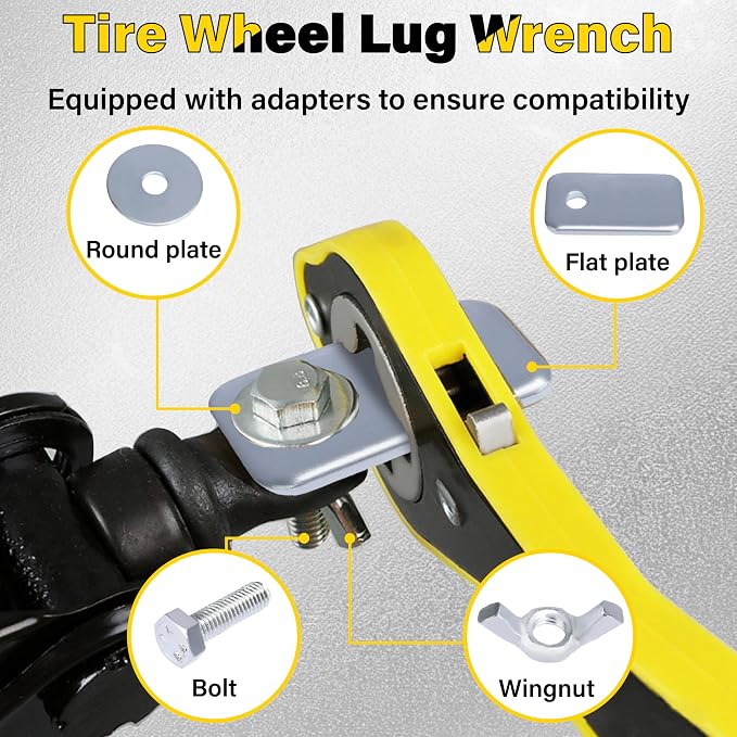 Car Jack Ratchet Wrench, Labor-saving Tire Jack Handle, Scissor Jack Adapter for Car with Long Handle, 360° Swivel Tire Wheel Lug Wrench for Travel/Truck/SUV/Vans
