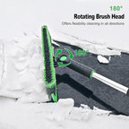 56 Inch Truck Snow Brush Scraper Long Handle, Heavy Duty Extendable Snow Broom for SUV, Windshield Ice Scraper with Foam Grip for Car Automobile Vehicle Window - Green
