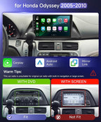 4G+64G Car Radio Stereo for Honda Odyssey 2005-2010 10.1inch IPS Touch Screen/Android 15/Wireless CarPlay/Android Auto/DSP 32 EQ/GPS Navigation/WiFi/5.0Bluetooth/FM/RDS/SWC/AHD Backup Camera