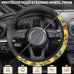 Watercolor Sunflower Steering Wheel Cover, Elastic Non-Slip Steering Wheel Protector,Auto Interior Decor for Women Girls,Universal 15" Fit for Sedans,Trucks