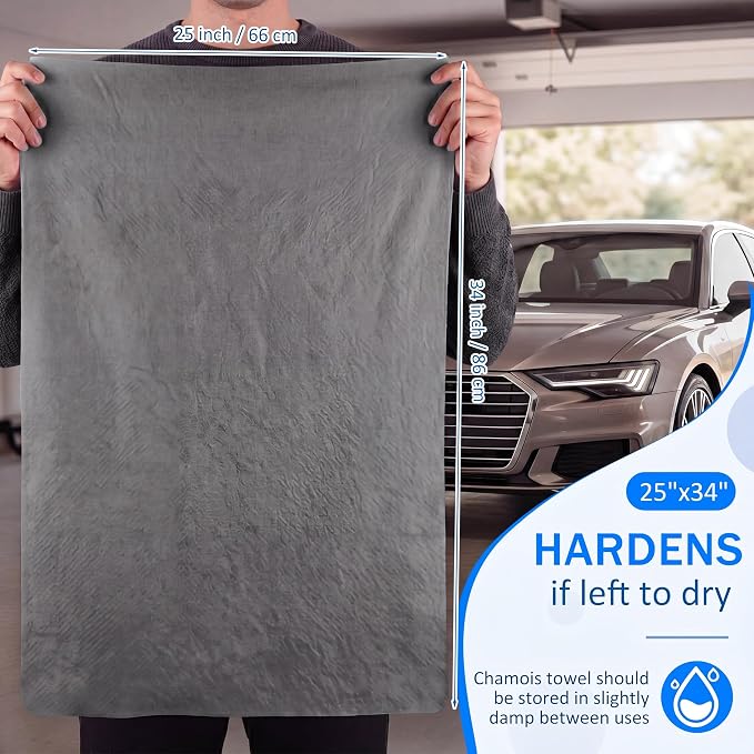 5 Pcs 25"x34" Premium Car Shammy Cloth Soft Super Absorbent Chamois Towel for Car Drying, Reusable Soft Cars Drying Towels (Bright Color)