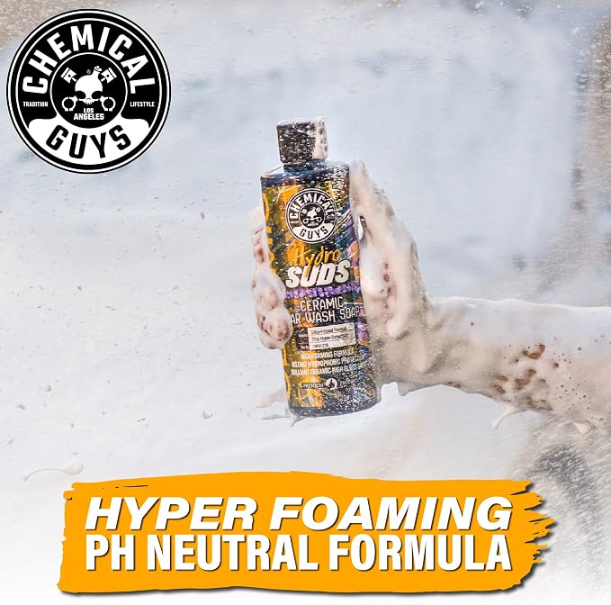 HydroSuds Ceramic Shine High Foaming Car Wash Soap - Foam Cannon Soap, Works with Foam Guns or Bucket Washes Safe for Cars, Trucks, Motorcycles, RVs, & More, Berry Scent - 64 fl oz