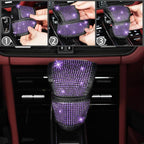 12 Pcs Bling Car Accessories Set for Women Car Floor Mats Full Set Steering Wheel Cover Seat Belt Covers Coasters Universal Fit Car SUV Truck Van Purple