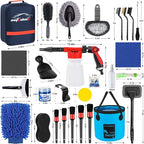 42Pcs Car Wash Detailing Kit Cleaning Set with Foam Gun Sprayer, Long-Handle Brush, Collapsible Bucket, Large Wash Mitt, Towels, Complete Interior & Exterior Car Washing Supply Set (Blue)