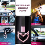 Glittery Car Accessories Bling Heart Handle Ring Car Accessory for Women Heart Hand Strap Drift Charm Rear Bumper Warning Ring Decor for Bus Interior Exterior Decoration (Pink, Devil Style)