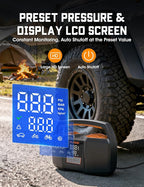 Tire Inflator Portable Air Compressor,DC 12V Heavy Duty Air Pump for Car Tires with LCD Digital Gauge & Emergency LED Light,150psi Portable Tire Inflator for Car,Light Truck,SUV Tires,Motorcycles Etc