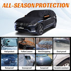 Half Car Cover Top, Hail Protector Car Cover with Cotton Liner, Sunroof & Windshield Cover for Ice and Snow, All Weather Vehicle Body Cover for Sun, Rain, Dust, Fit SUV M