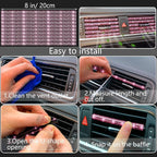 27-Piece Bling Car Accessories Set - Universal Fit Steering Wheel Covers, License Plate Frames, Phone Holder, Car Fast Charger, Coasters (Pink)