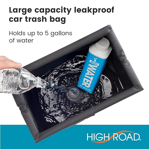 Large TrashStash Hanging Car Trash Can Garbage Bag with Push-Close Lid and Waterproof Bin for Cars, SUVs and Trucks, Holds 4.5 Gallons of Car Trash