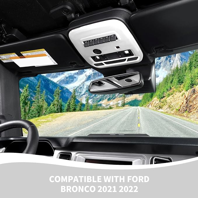 for Bronco Front Reading Light Panel Trim Cover Compatible with 2021-2025 Ford Bronco Interior Accessories 2-Door 4-Door, White (with AUX Switches)