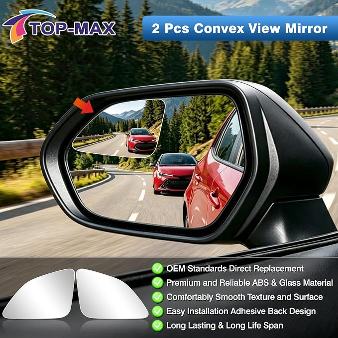 Blind Spot Mirror Compatible with Toyota Camry 2018-2025 Corolla 2019-2025 Prius 2016-2022, Custom Fitted Convex Stick On Rear View Mirror for Side Mirror Extended View, 2 Pack (Left & Right)